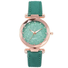 Load image into Gallery viewer, Watch Round Face Rhinestone Starry Sky Watch For Women Leisure Fashion Trend Leather Strap Frosted Belt Vintage Black Quartz Wristwatch
