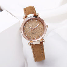 Load image into Gallery viewer, Watch Round Face Rhinestone Starry Sky Watch For Women Leisure Fashion Trend Leather Strap Frosted Belt Vintage Black Quartz Wristwatch
