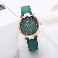 Load image into Gallery viewer, Watch Round Face Rhinestone Starry Sky Watch For Women Leisure Fashion Trend Leather Strap Frosted Belt Vintage Black Quartz Wristwatch
