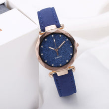 Load image into Gallery viewer, Watch Round Face Rhinestone Starry Sky Watch For Women Leisure Fashion Trend Leather Strap Frosted Belt Vintage Black Quartz Wristwatch
