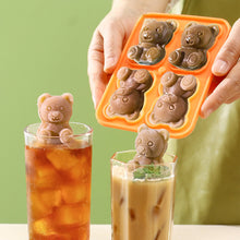 Load image into Gallery viewer, 4Grid Silicone Mold 3D Bear Shape Ice Cube Maker Chocolate Mould Candy Dough Mold For Coffee Milk Tea Whiskey Household Ice Mold
