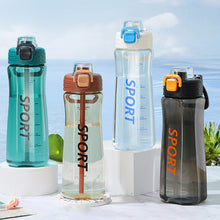Load image into Gallery viewer, 750ml Sports Water Bottle Outdoor Water Bottle with Straw Plastic Portable Water Cup Dinkware Camping Bike Bottle Student Supplies

