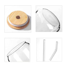 Load image into Gallery viewer, 550ml/350ml Glass Cup With Lid and Straw Transparent Bubble Tea Cup Juice Glass Beer Can Milk Mocha Cups Breakfast Mug Drinkware
