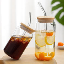 Load image into Gallery viewer, 550ml/350ml Glass Cup With Lid and Straw Transparent Bubble Tea Cup Juice Glass Beer Can Milk Mocha Cups Breakfast Mug Drinkware
