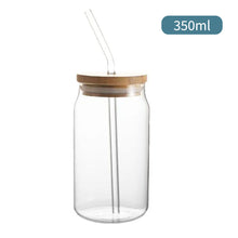 Load image into Gallery viewer, 550ml/350ml Glass Cup With Lid and Straw Transparent Bubble Tea Cup Juice Glass Beer Can Milk Mocha Cups Breakfast Mug Drinkware
