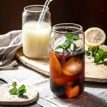 Load image into Gallery viewer, 550ml/350ml Glass Cup With Lid and Straw Transparent Bubble Tea Cup Juice Glass Beer Can Milk Mocha Cups Breakfast Mug Drinkware
