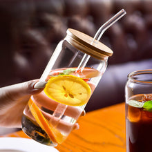 Load image into Gallery viewer, 550ml/350ml Glass Cup With Lid and Straw Transparent Bubble Tea Cup Juice Glass Beer Can Milk Mocha Cups Breakfast Mug Drinkware
