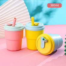Load image into Gallery viewer, 380ml Portable Kids Water Bottle Sippy Cup Creative Cartoon with Straws Leakproof Water Bottles Outdoor Children's Cups
