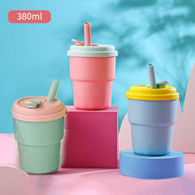 Load image into Gallery viewer, 380ml Portable Kids Water Bottle Sippy Cup Creative Cartoon with Straws Leakproof Water Bottles Outdoor Children's Cups
