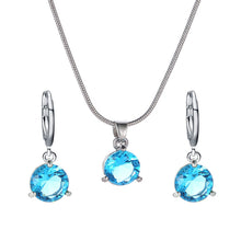 Load image into Gallery viewer, Luxury Round Multicolor Zircon Pendant Necklace Earrings Set for women Fashion Party Wedding accessories Gift Jewelry set
