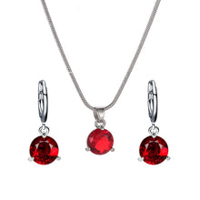 Load image into Gallery viewer, Luxury Round Multicolor Zircon Pendant Necklace Earrings Set for women Fashion Party Wedding accessories Gift Jewelry set
