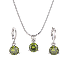 Load image into Gallery viewer, Luxury Round Multicolor Zircon Pendant Necklace Earrings Set for women Fashion Party Wedding accessories Gift Jewelry set
