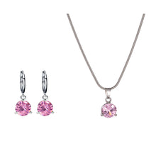 Load image into Gallery viewer, Luxury Round Multicolor Zircon Pendant Necklace Earrings Set for women Fashion Party Wedding accessories Gift Jewelry set
