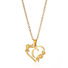 Load image into Gallery viewer, Gold Color Dainty Flower Initials Necklace Women Girl Stainless Steel Heart Letter Choker Necklace Best Gifts Alphabet Jewelry
