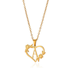 Load image into Gallery viewer, Gold Color Dainty Flower Initials Necklace Women Girl Stainless Steel Heart Letter Choker Necklace Best Gifts Alphabet Jewelry
