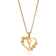 Load image into Gallery viewer, Gold Color Dainty Flower Initials Necklace Women Girl Stainless Steel Heart Letter Choker Necklace Best Gifts Alphabet Jewelry
