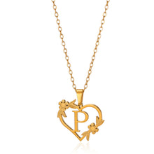 Load image into Gallery viewer, Gold Color Dainty Flower Initials Necklace Women Girl Stainless Steel Heart Letter Choker Necklace Best Gifts Alphabet Jewelry
