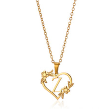 Load image into Gallery viewer, Gold Color Dainty Flower Initials Necklace Women Girl Stainless Steel Heart Letter Choker Necklace Best Gifts Alphabet Jewelry
