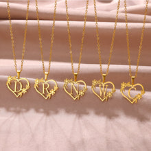 Load image into Gallery viewer, Gold Color Dainty Flower Initials Necklace Women Girl Stainless Steel Heart Letter Choker Necklace Best Gifts Alphabet Jewelry
