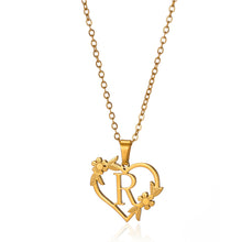 Load image into Gallery viewer, Gold Color Dainty Flower Initials Necklace Women Girl Stainless Steel Heart Letter Choker Necklace Best Gifts Alphabet Jewelry
