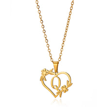 Load image into Gallery viewer, Gold Color Dainty Flower Initials Necklace Women Girl Stainless Steel Heart Letter Choker Necklace Best Gifts Alphabet Jewelry
