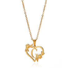 Load image into Gallery viewer, Gold Color Dainty Flower Initials Necklace Women Girl Stainless Steel Heart Letter Choker Necklace Best Gifts Alphabet Jewelry
