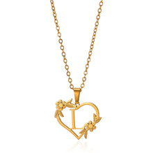 Load image into Gallery viewer, Gold Color Dainty Flower Initials Necklace Women Girl Stainless Steel Heart Letter Choker Necklace Best Gifts Alphabet Jewelry
