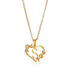 Load image into Gallery viewer, Gold Color Dainty Flower Initials Necklace Women Girl Stainless Steel Heart Letter Choker Necklace Best Gifts Alphabet Jewelry
