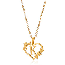 Load image into Gallery viewer, Gold Color Dainty Flower Initials Necklace Women Girl Stainless Steel Heart Letter Choker Necklace Best Gifts Alphabet Jewelry
