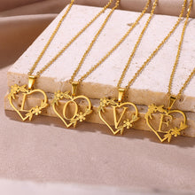 Load image into Gallery viewer, Gold Color Dainty Flower Initials Necklace Women Girl Stainless Steel Heart Letter Choker Necklace Best Gifts Alphabet Jewelry
