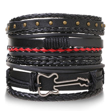 Load image into Gallery viewer, Multilayer Combination Braided Wrap Leather Bracelets for Men Vintage Life Tree Rudder Charm Wood Beads Ethnic Tribal Wristband Rope Bracelet
