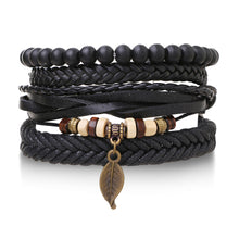 Load image into Gallery viewer, Multilayer Combination Braided Wrap Leather Bracelets for Men Vintage Life Tree Rudder Charm Wood Beads Ethnic Tribal Wristband Rope Bracelet
