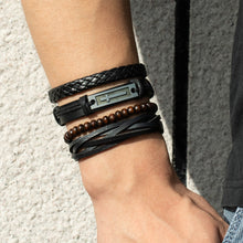 Load image into Gallery viewer, Multilayer Combination Braided Wrap Leather Bracelets for Men Vintage Life Tree Rudder Charm Wood Beads Ethnic Tribal Wristband Rope Bracelet
