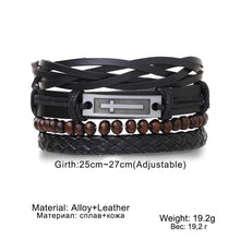 Load image into Gallery viewer, Multilayer Combination Braided Wrap Leather Bracelets for Men Vintage Life Tree Rudder Charm Wood Beads Ethnic Tribal Wristband Rope Bracelet
