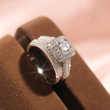 Load image into Gallery viewer, 2Pcs/set Fashion Wedding Ring Set for Women Dazzling Square Zirconia Luxury Lady Accessories Set Trendy Delicate Bridal Jewelry
