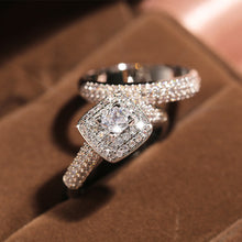 Load image into Gallery viewer, 2Pcs/set Fashion Wedding Ring Set for Women Dazzling Square Zirconia Luxury Lady Accessories Set Trendy Delicate Bridal Jewelry
