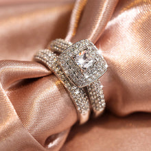 Load image into Gallery viewer, 2Pcs/set Fashion Wedding Ring Set for Women Dazzling Square Zirconia Luxury Lady Accessories Set Trendy Delicate Bridal Jewelry
