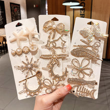 Load image into Gallery viewer, New Fashion 5/6pcs Set Pearl Hair Clip For Women Korean Hairpin Geometric Crystal Starfish Star Moon Butterfly Hair Barrettes Girl Hair Accessories Hairgrip
