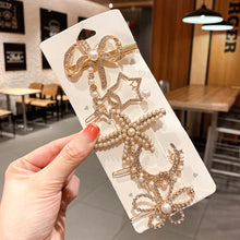 Load image into Gallery viewer, New Fashion 5/6pcs Set Pearl Hair Clip For Women Korean Hairpin Geometric Crystal Starfish Star Moon Butterfly Hair Barrettes Girl Hair Accessories Hairgrip
