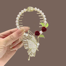 Load image into Gallery viewer, Elegant Tassel Hair Claw Rhinestone Pearl Flower Tassels Hair Clip Women Girl Ponytail Holder Hairpins Fringe Hair Accessories
