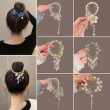 Load image into Gallery viewer, Elegant Tassel Hair Claw Rhinestone Pearl Flower Tassels Hair Clip Women Girl Ponytail Holder Hairpins Fringe Hair Accessories
