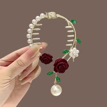 Load image into Gallery viewer, Elegant Tassel Hair Claw Rhinestone Pearl Flower Tassels Hair Clip Women Girl Ponytail Holder Hairpins Fringe Hair Accessories
