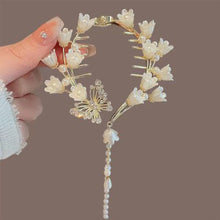 Load image into Gallery viewer, Elegant Tassel Hair Claw Rhinestone Pearl Flower Tassels Hair Clip Women Girl Ponytail Holder Hairpins Fringe Hair Accessories
