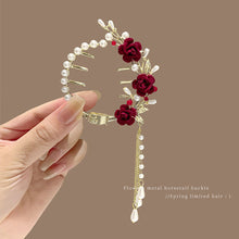 Load image into Gallery viewer, Elegant Tassel Hair Claw Rhinestone Pearl Flower Tassels Hair Clip Women Girl Ponytail Holder Hairpins Fringe Hair Accessories
