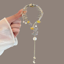 Load image into Gallery viewer, Elegant Tassel Hair Claw Rhinestone Pearl Flower Tassels Hair Clip Women Girl Ponytail Holder Hairpins Fringe Hair Accessories
