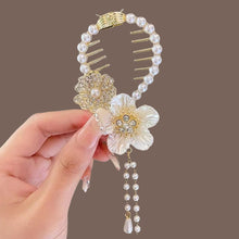 Load image into Gallery viewer, Elegant Tassel Hair Claw Rhinestone Pearl Flower Tassels Hair Clip Women Girl Ponytail Holder Hairpins Fringe Hair Accessories

