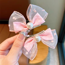 Load image into Gallery viewer, 2pcs/set New Spring/Summer Dopamine Mesh Pearl Bow Children's Hair Clip Cute Girl Ball Head Duck Mouth Hairpin Side Clip Hair Accessories Princess Hair Clip
