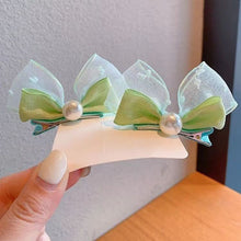Load image into Gallery viewer, 2pcs/set New Spring/Summer Dopamine Mesh Pearl Bow Children's Hair Clip Cute Girl Ball Head Duck Mouth Hairpin Side Clip Hair Accessories Princess Hair Clip
