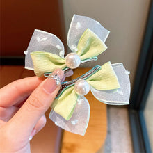 Load image into Gallery viewer, 2pcs/set New Spring/Summer Dopamine Mesh Pearl Bow Children's Hair Clip Cute Girl Ball Head Duck Mouth Hairpin Side Clip Hair Accessories Princess Hair Clip
