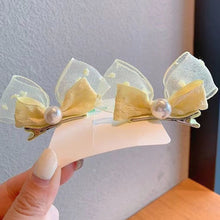 Load image into Gallery viewer, 2pcs/set New Spring/Summer Dopamine Mesh Pearl Bow Children's Hair Clip Cute Girl Ball Head Duck Mouth Hairpin Side Clip Hair Accessories Princess Hair Clip
